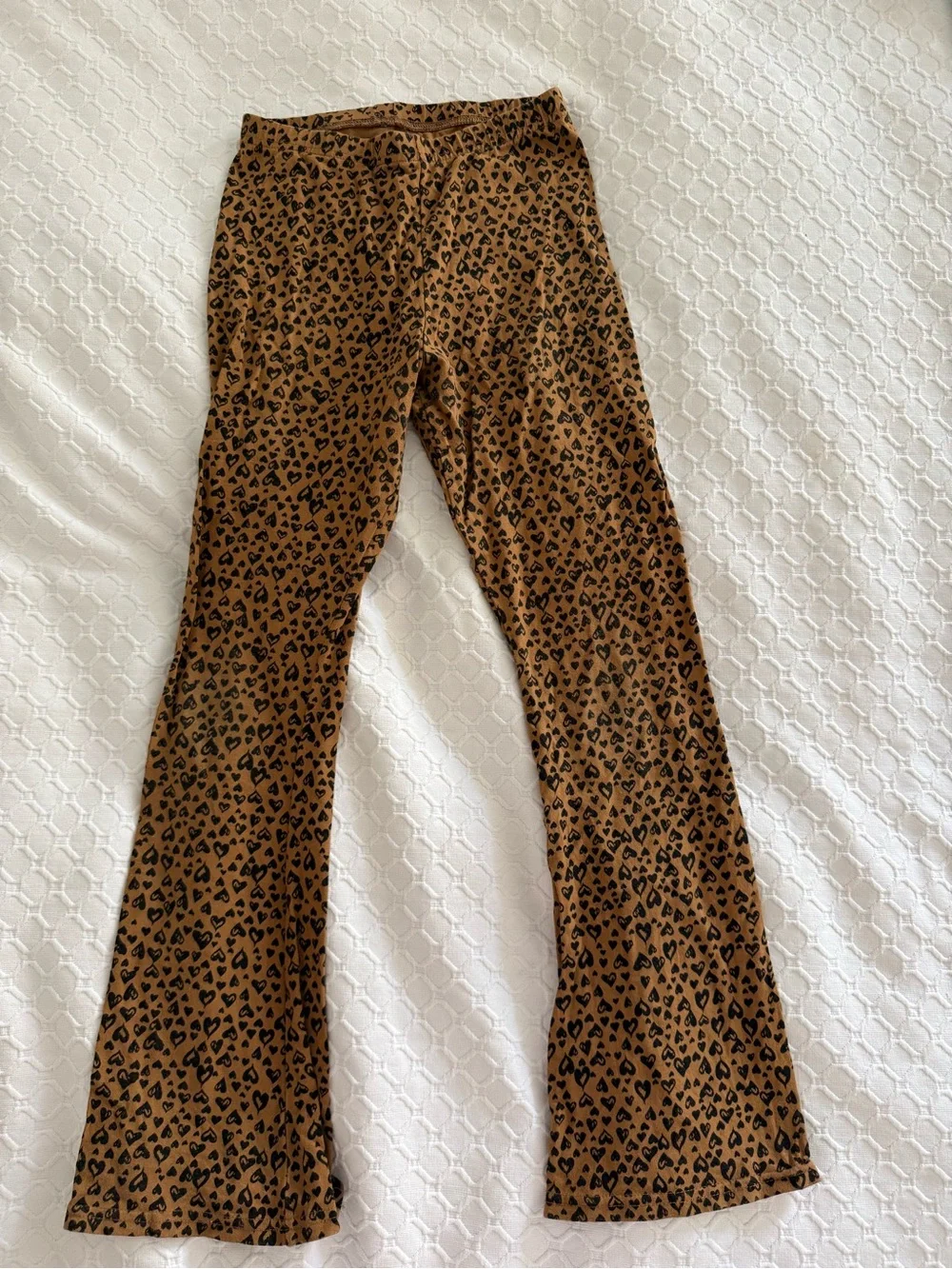 Kids Brown Leopard Print Flared Leggings